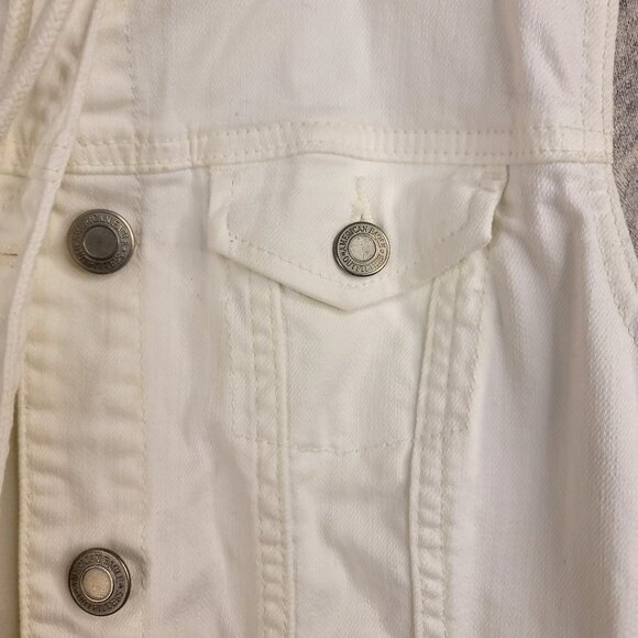 American Eagle Outfitters Womens White Gray Hooded Denim Jacket M (Callout) - Picture 2 of 12
